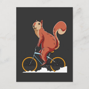 リス自転車かわいい齧歯動物バイクもしくは自転車に乗る人 ポストカード