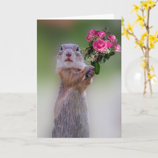 リス記念日 カード (黄色い花)