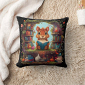 リス読ルがヴィンテージ本棚にいる クッション (ブランケット)