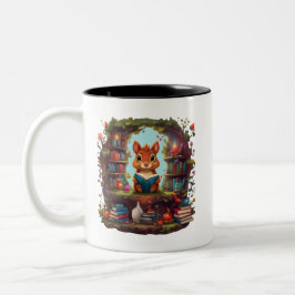 リス読ルがヴィンテージ本棚にいる ツートーンマグカップ