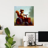 リス農家オンザトラクター ポスター (ホームオフィス)