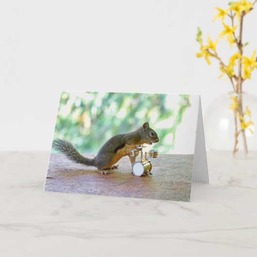 リス遊ドラム カード (黄色い花)