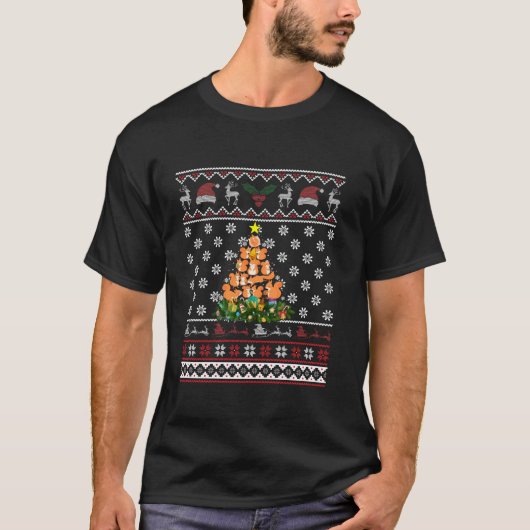 リス醜いクリスマスツリー雪おもしろい片サン Tシャツ (正面)