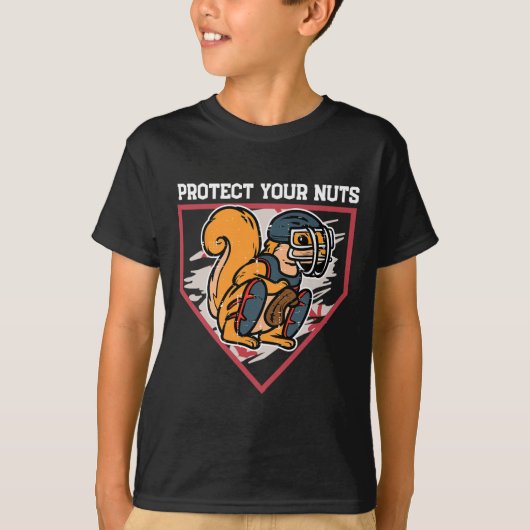 リス野球キャッチャー保護あなたのナッツ少年K Tシャツ (正面)