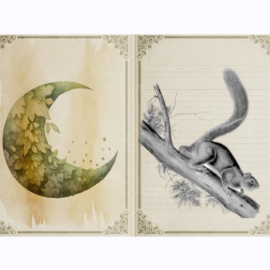 リス野生動物ヴィンテージイラストレーション ラバースタンプ