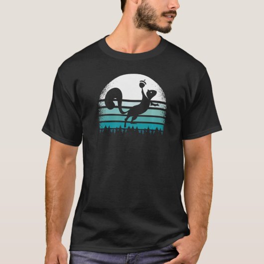リス飛んでいるトオン動揺してレトロリスVint Tシャツ (正面)