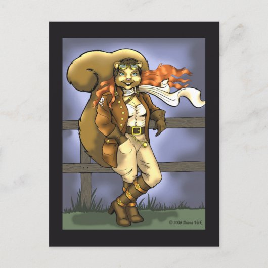 リス飛んでいるルはがき ポストカード (正面)