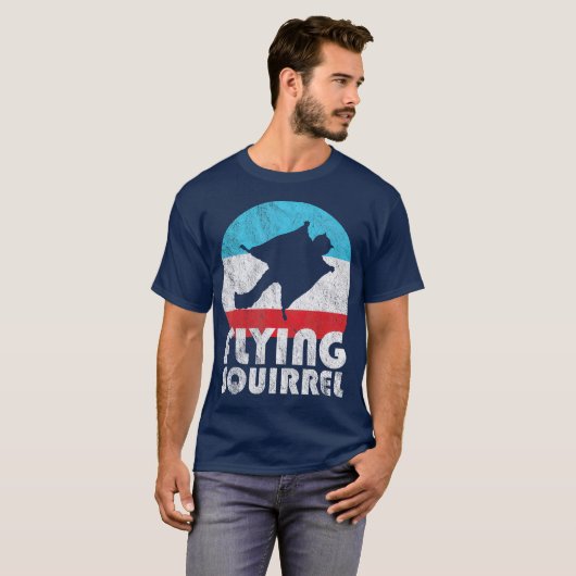 リス飛んでいるルヴィンテージレトロシルエットギフト Tシャツ (正面フル)