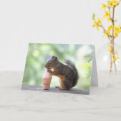 リス食べルのアイスクリームコーン カード (黄色い花)