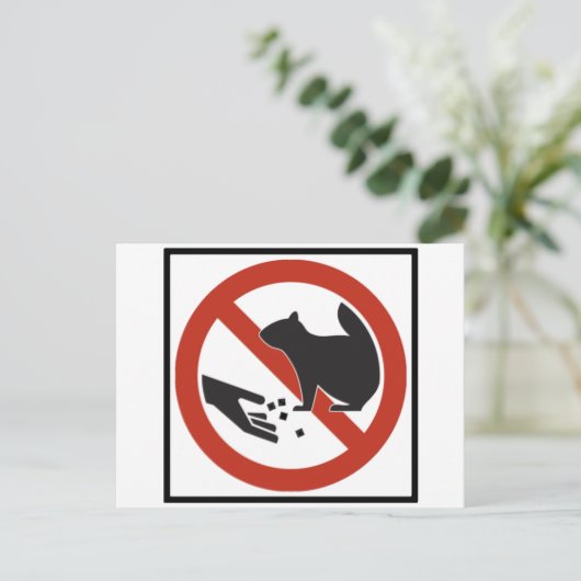 リス食べ物を与えクのハイウェイの標識を避ける ポストカード (スタンド正面)