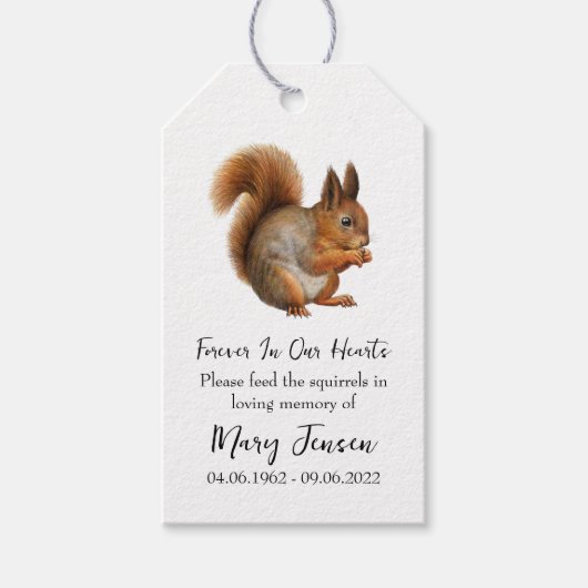 リス食べ物を与えシの種小包の追悼式 ギフトタグ (正面)