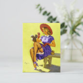 リス食べ物を与えルのピン留め ポストカード (スタンド正面)