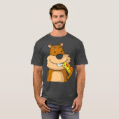 リス食べ物ルのピザフおもしろいィーズフード恋人 Tシャツ (正面フル)