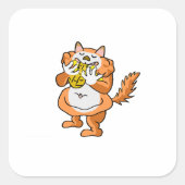 リス食べ物ルのピーナッツのステッカー スクエアシール (正面)