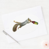 リス飲みビールのシール 楕円形シール (封筒)