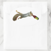 リス飲みビールのシール 楕円形シール (バッグ)