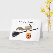 リス魔女トリックオアトリートハロウィーンカード カード (黄色い花)