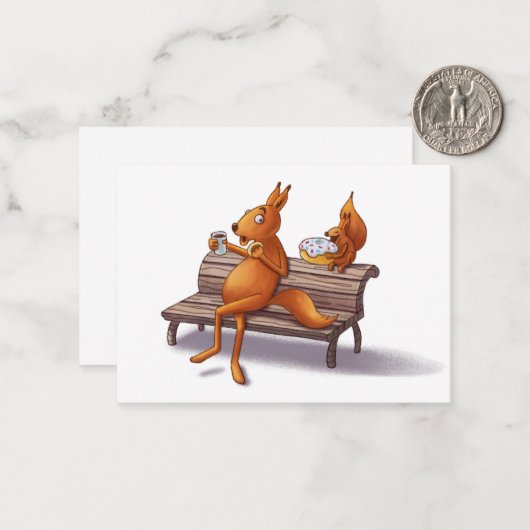 リス2人 ノートカード (正面/裏面インサイチュ)