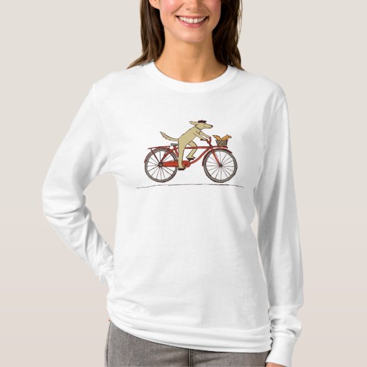リス-おもしろい動物の芸術を持つかわいいサイクリング犬 Tシャツ (正面)