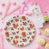 リス、きのこ、葉、クルミ ペーパープレート (パーティー)
