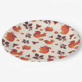 リス、きのこ、葉、クルミ ペーパープレート (アングル)