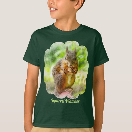 リス・ウォッチャー動物絵を描のアートワーク・キッズ Tシャツ (正面)