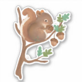 リス・ウッドランドフォレストアニマルイラストレーション シール (正面)