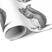 リス: オリジナルの鉛筆のスケッチ: 動物、齧歯動物 ラッピングペーパー (ロールコーナー)