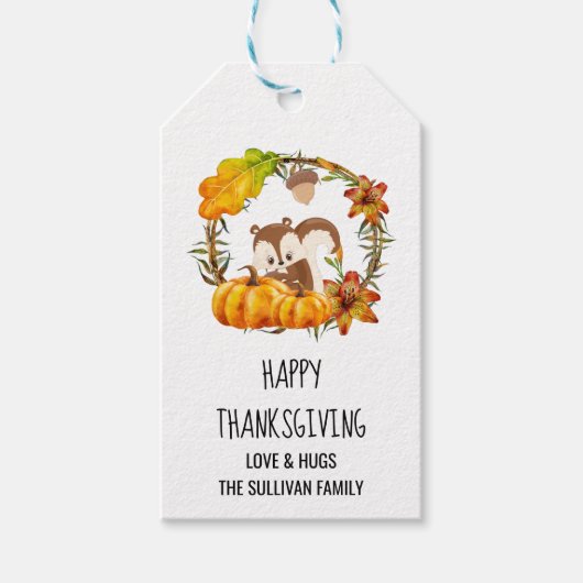 リス・カボチャ素朴リース ギフトタグ (正面)