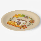 リス・カボチャ素朴リース ペーパープレート (アングル)