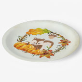 リス・カボチャ素朴リース ペーパープレート (アングル)