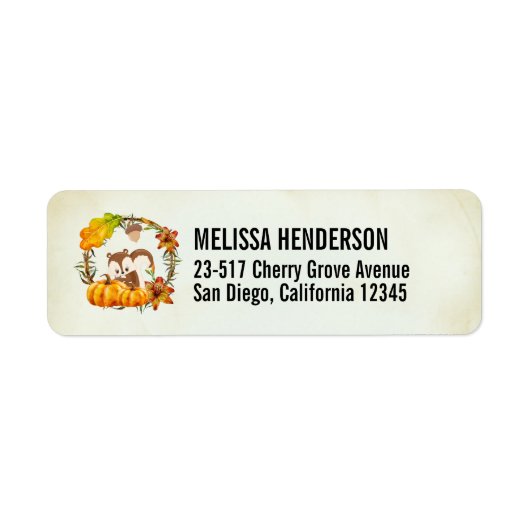 リス・カボチャ素朴リース ラベル (正面)