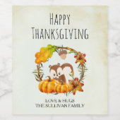 リス・カボチャ素朴リース ワインラベル (シングルラベル)