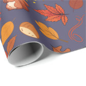 リス、キノコ類シームレス秋包装紙 ラッピングペーパー (ロールコーナー)