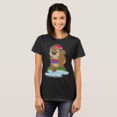 リス クリスマス アイススケート Tシャツ (正面フル)