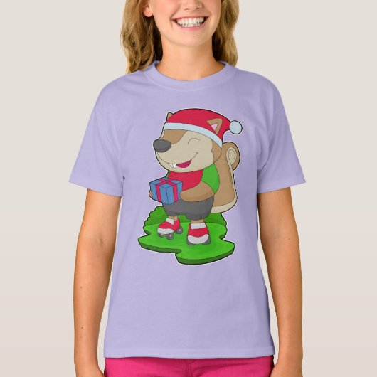 リス クリスマス インラインスケート Tシャツ (正面)