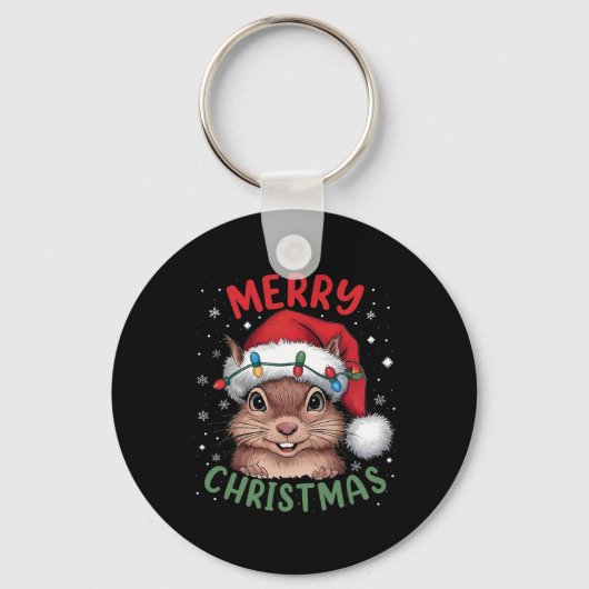 リス クリスマス ツリー ライト クリスマスセーター メンズ キーホルダー (正面)