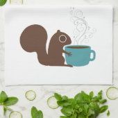 リス コーヒー大好き | おもしろ動物好きな人へ キッチンタオル (折り畳み)