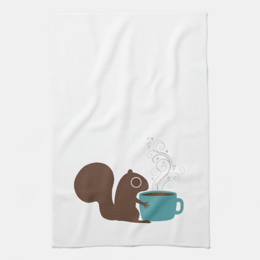 リス コーヒー大好き | おもしろ動物好きな人へ キッチンタオル (縦)