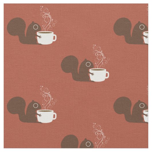 リス・コーヒー好き |おもしろい動物愛好家 ファブリック (クローズアップ)