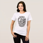 リス コーヒー豆「Stay Sharp」ヴィンテージアート トライブレンドTシャツ (正面全面)