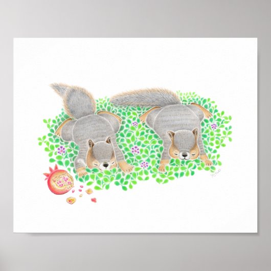 リス ザクロ Nursery Art ポスター (正面)