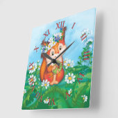 リス   スクエア壁時計 (傾斜)