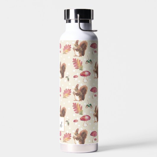 リス&トアドストールズ秋のパターパーソナライズされたン ウォーターボトル (左面)