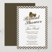 リス&ナットシェブロンストライプブライダルシャワー 招待状 (正面/裏面)