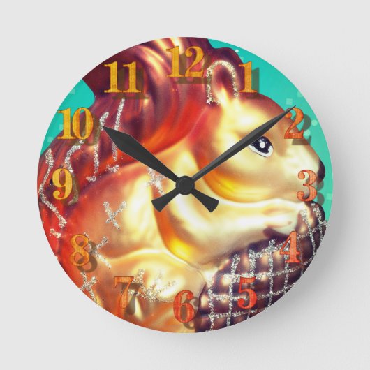 リス·ピネコーンヴィンテージ秋冬 ラウンド壁時計 (正面)