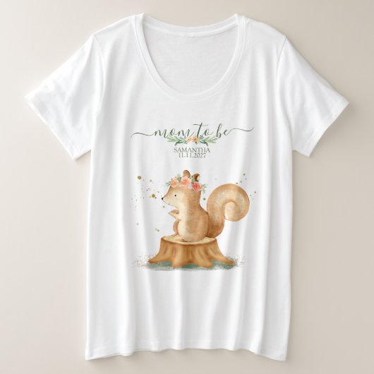 リス ファミリー 野生 赤ちゃん 妊娠 発表 プラスサイズTシャツ (デザイン正面)