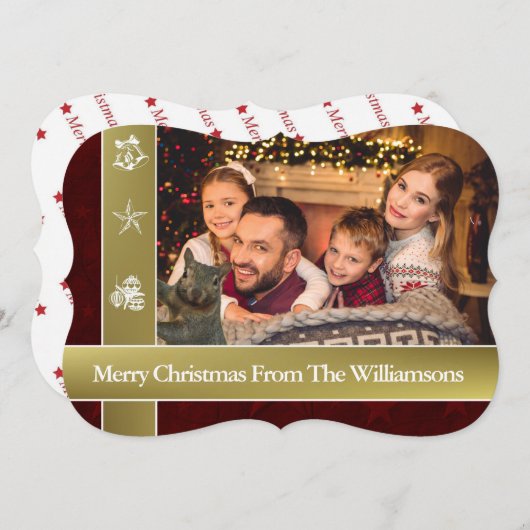 リス・フォトボム家族の写真クリスマスファンシー シーズンカード (正面/裏面)