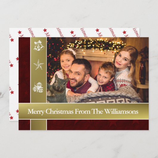 リス・フォトボム家族の写真クリスマス シーズンカード (正面/裏面)