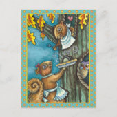 リス&フクロウ感謝祭、自家製のアコーンパイ シーズンポストカード (正面)